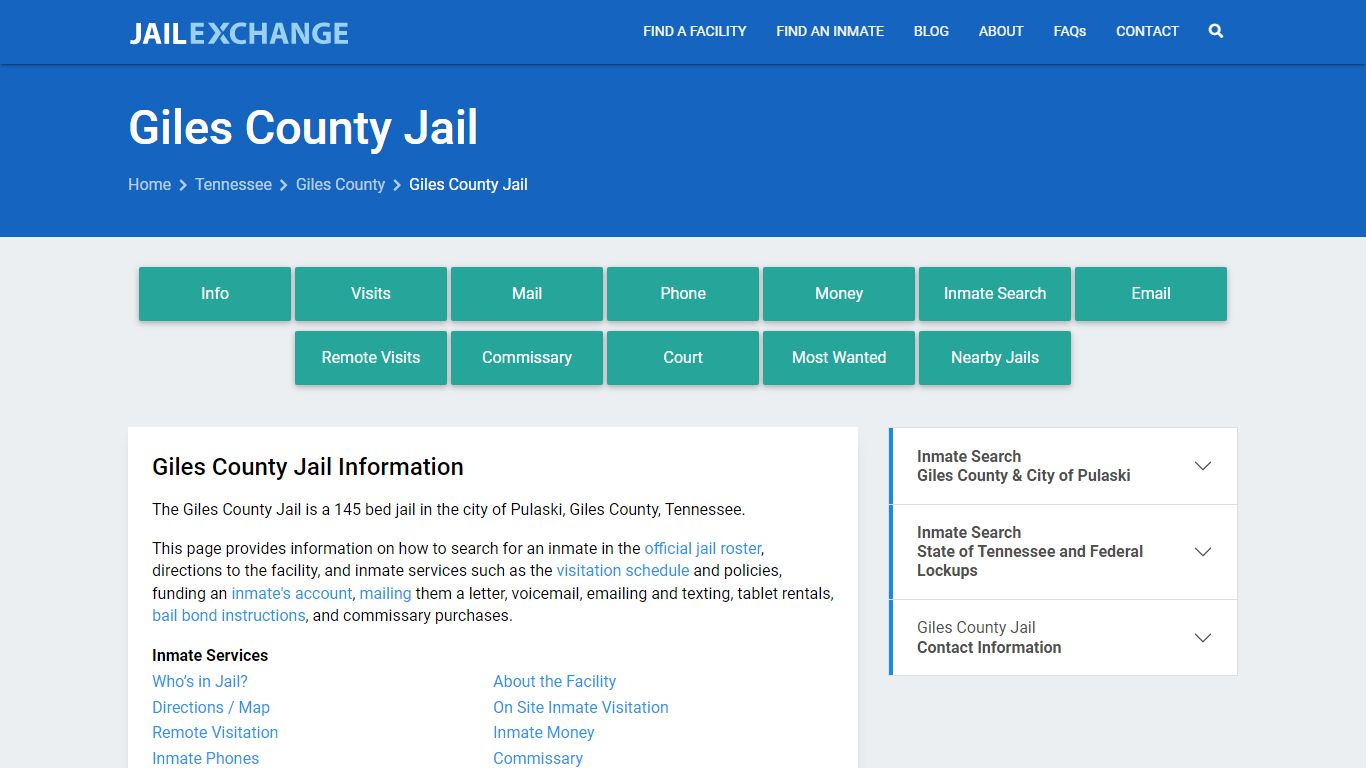 Giles County Jail, TN Inmate Search, Information - Jail Exchange